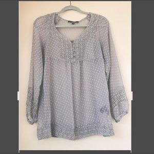 Love Stitch Sheer Polka Dots Long Sleeve Top